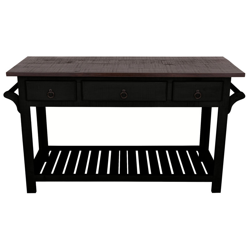 Sirenna Solid Wood Kitchen Island, Black