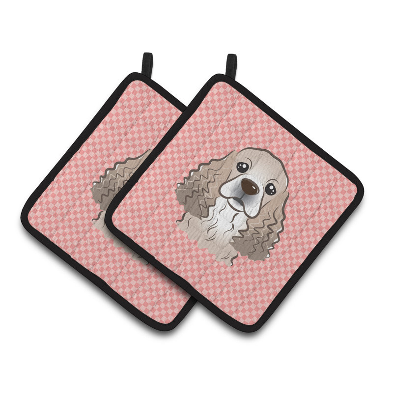 Caroline's Treasures Checkerboard Polyester Potholder, Pink