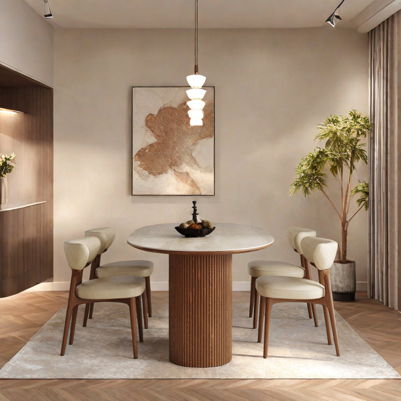 Ensemble de salle à manger et de table en pierre Cave, H 29,52 po x L 70,86 po x l 35,43 po