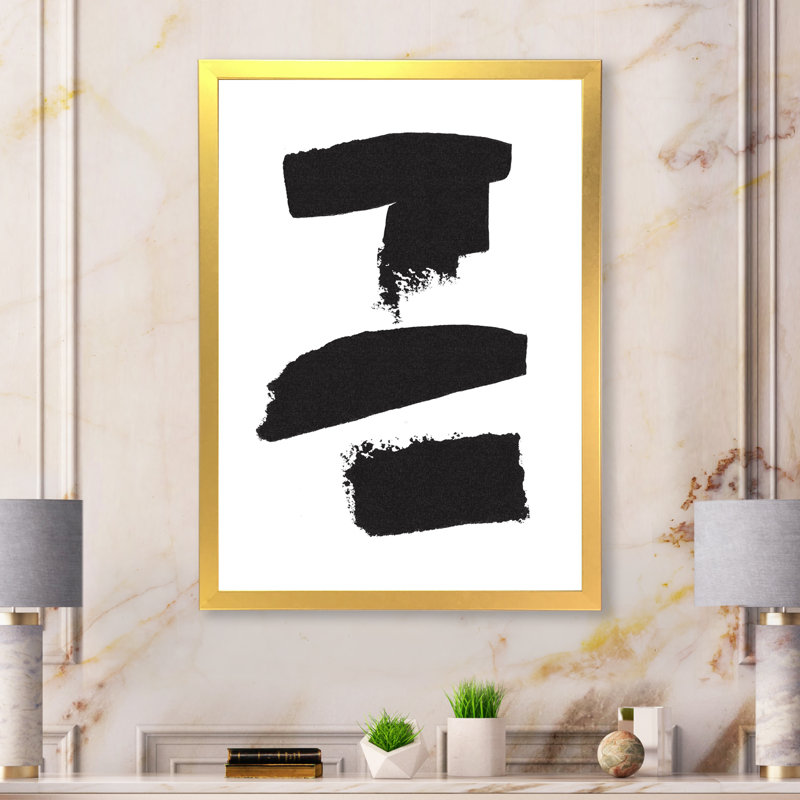 «Black and White Geometric Company I», reproduction d'art sur toile, Cadre doré, H 40 po x l 30 po x P 1,5 po