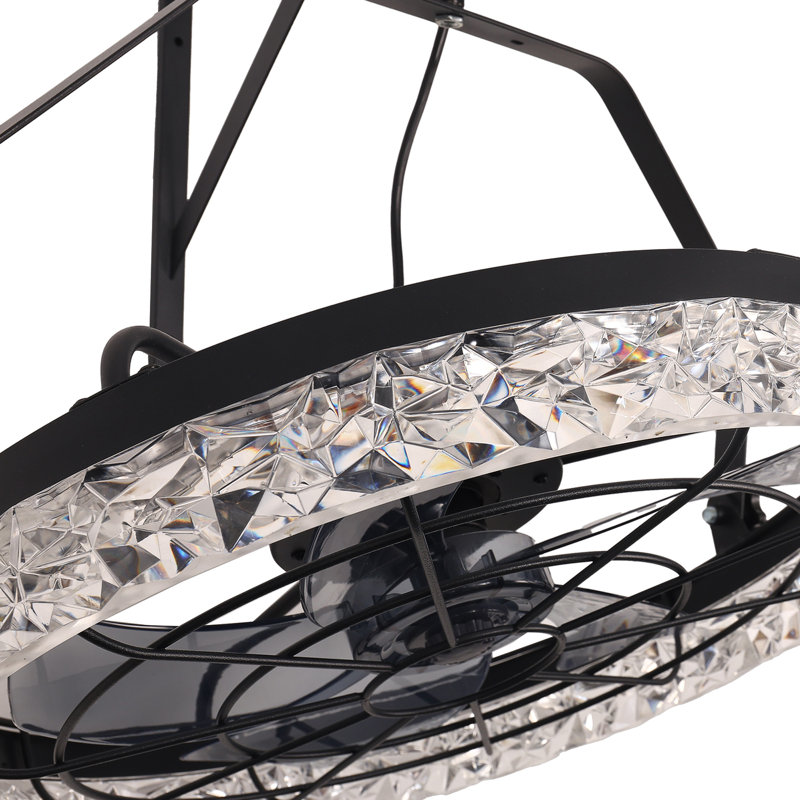 Ventilateur de plafond moderne de 20 po avec lumière avec télécommande, plafonnier en cristal avec ventilateur, minuterie et intensité variable