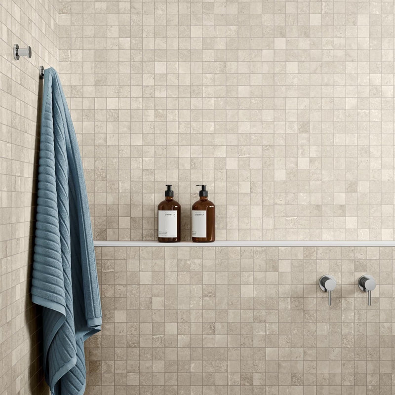 Stoneside 2x2 Porcelain Matte Mosaic Tile, Cream Beige