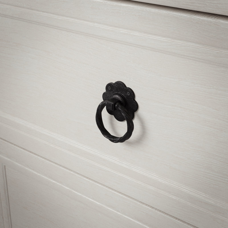 Black Wrought Iron Flower Style Ring Pull Handles Pack of 2