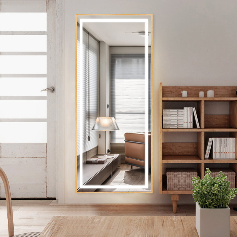 Auderghem Metal Flat Wall Mirror, 47" x 20", Gold