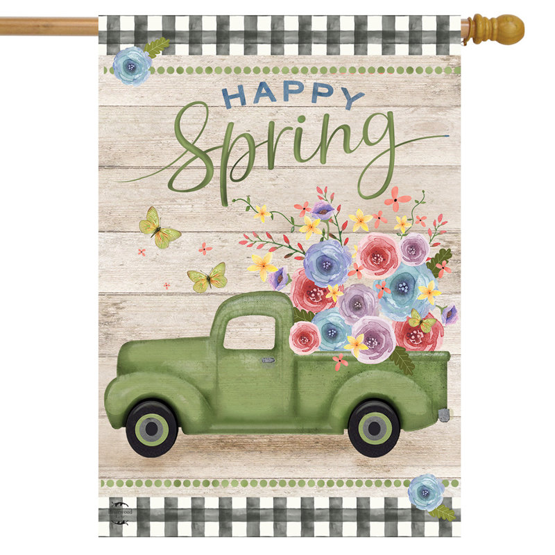 Drapeau de maison de camion Happy Spring