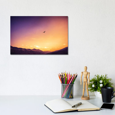 Sunset Over The Mountains - Wrapped Canvas Print