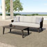 Ensemble de patio en bois 2 pièces avec canapé et table basse Ludovic, brun