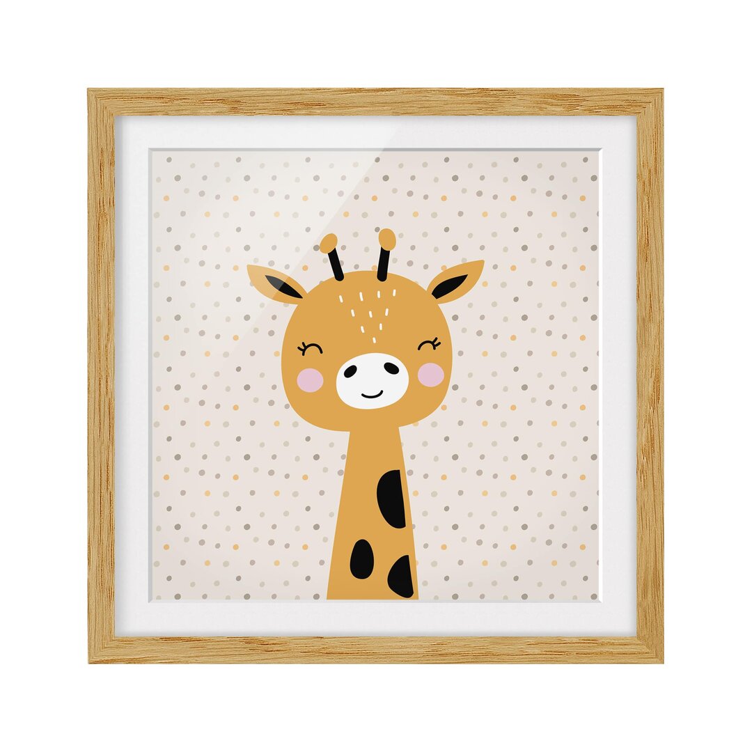 Gerahmtes Papierbild Baby Giraffe