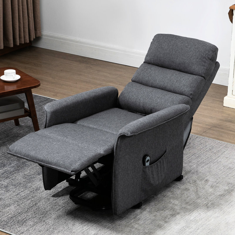 Gray Lift Chair For Seniors' Comfort - Remote Controlled, Side Pockets Utility Elderly Electric Power In Breathable Covering, Remote, Living Room