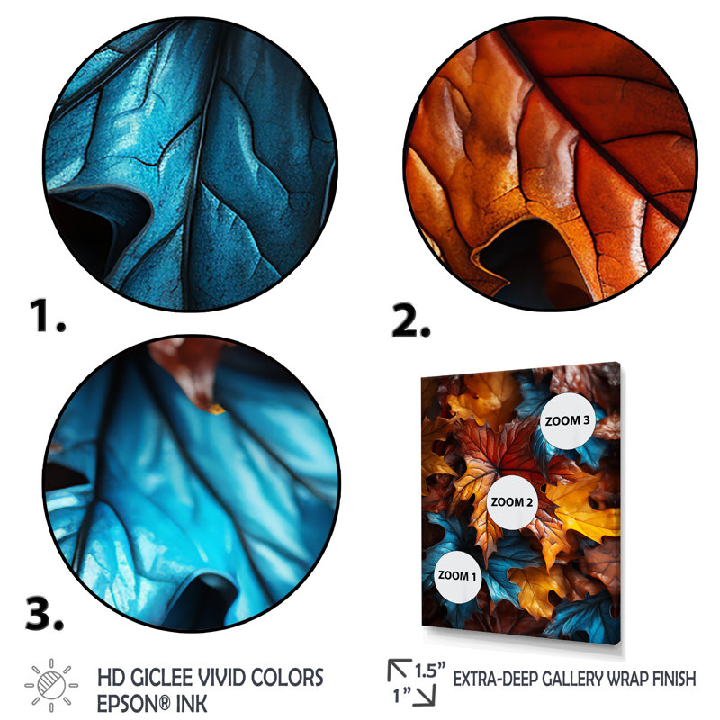 Orange et jaune feuilles d'automne - feuilles, art mural, Cadre flottant brun, H 20 po x l 12 po x P 1 po