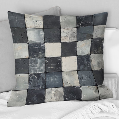 Beige Grey Midcentury Mosaic I - Midcentury Throw Pillow