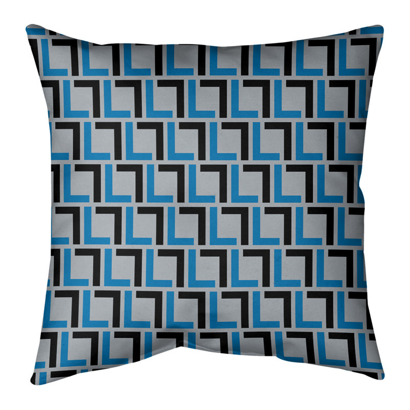 Housse de coussin Detroit Football Luxury, Gris foncé / bleu, 14 po x 14 po, Polyester sergé