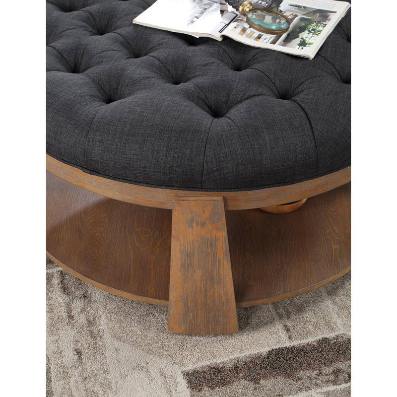 Brenai Upholstered Ottoman, Dark Gray 