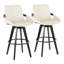 Tabouret de bar à hauteur fixe avec pivot en bois noir et similicuir avec repose-pieds rond en métal - ensemble de 2