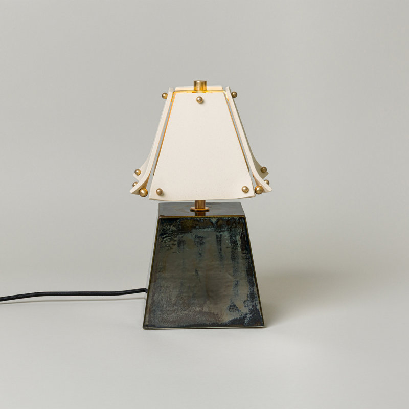 Osen Table Lamp, Obsidian, Bone, 13.5" H x 7.5" W x 7.5" D