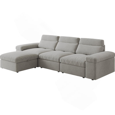 Comfortable Cotton And Linen Combination Sofa With Adjustable Down Backrest, Storage Space, Suitable For Living Rooms And Bedrooms
