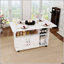 Table pliante multifonctionnelle avec tablettes et roulettes de rangement, table de salle à manger pliable de 47 pouces pour les petits espaces, bureau compact pour la cuisine, dortoir, bureau