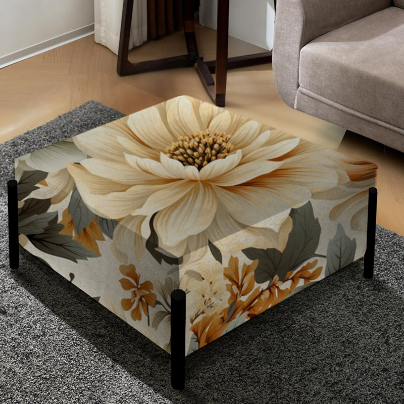 Neutral Tones Essence Buttercup Floral - Grand repose-pieds carré floral