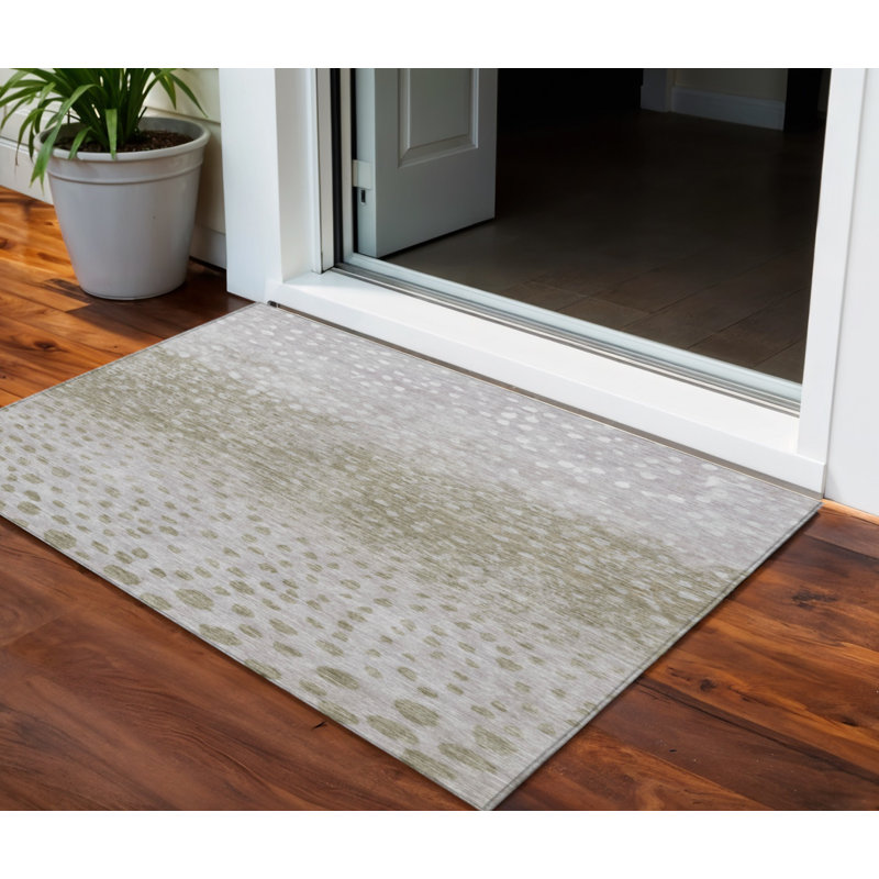 Tapis intérieur / extérieur lavable abstrait taupe 3 pi x 5 pi HomeRoots