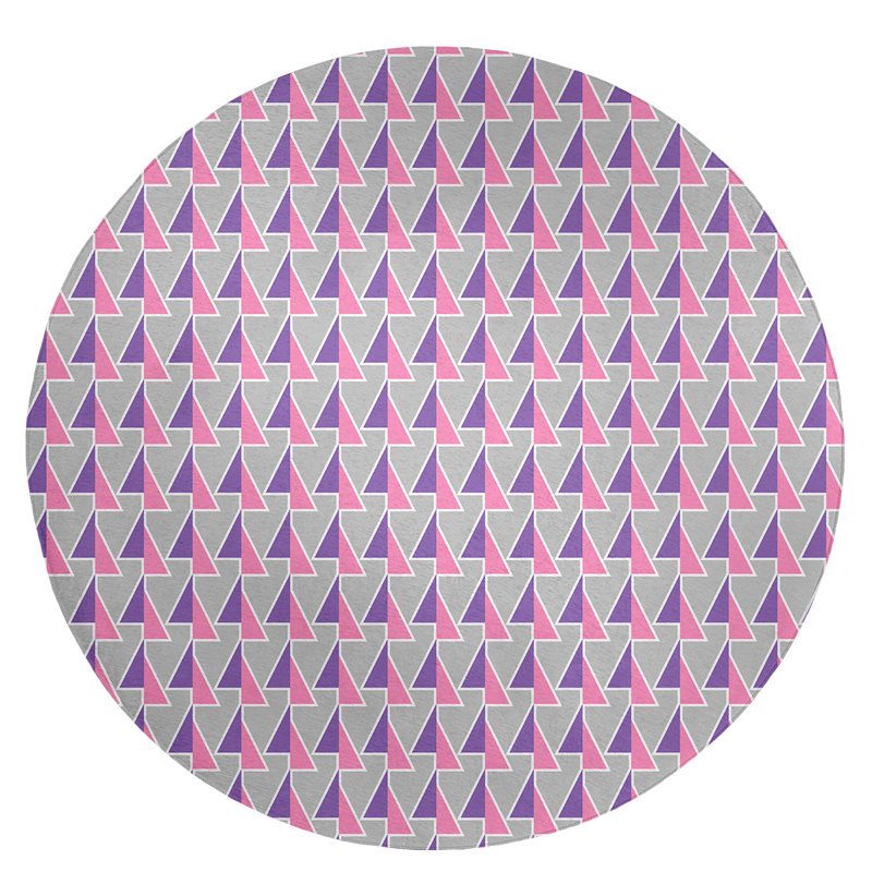 Chenille Geometric Indoor Rug, Round 5'