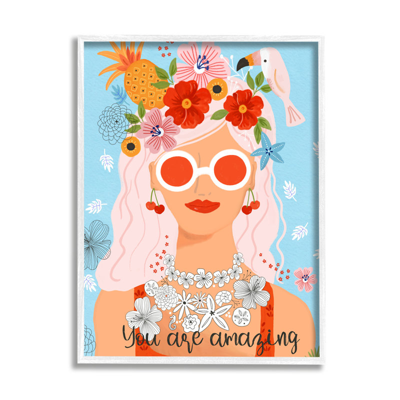 You Are Amazing Motivation, H 20 po x l 16 po x P 1,5 po, Giclée encadrée blanc bord de mer