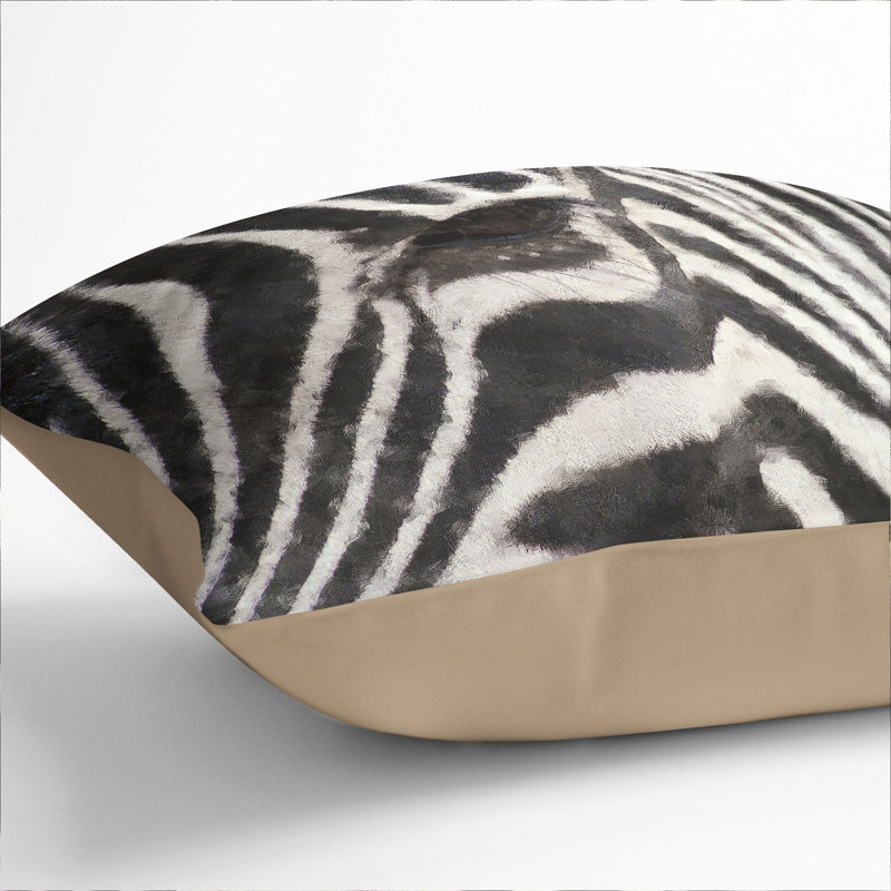 Zebra Vol.4 Square Throw Cushion, 55cm H x 55cm W x 20cm D, Stone