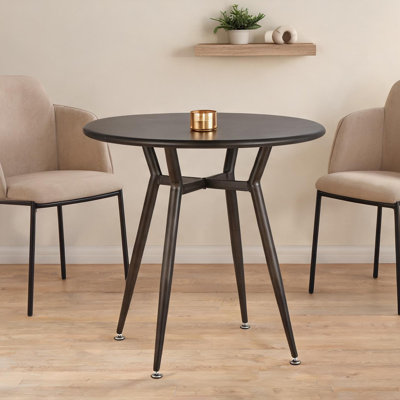 Table de salle à manger ronde pour 4, plateau en métal de 27,75 pouces avec base conique en acier, style industriel, coin-repas compact ou coin-repas