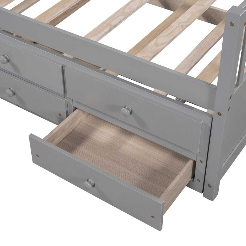 Lit plateforme avec rangement en bois massif Braschi, Complète, gris