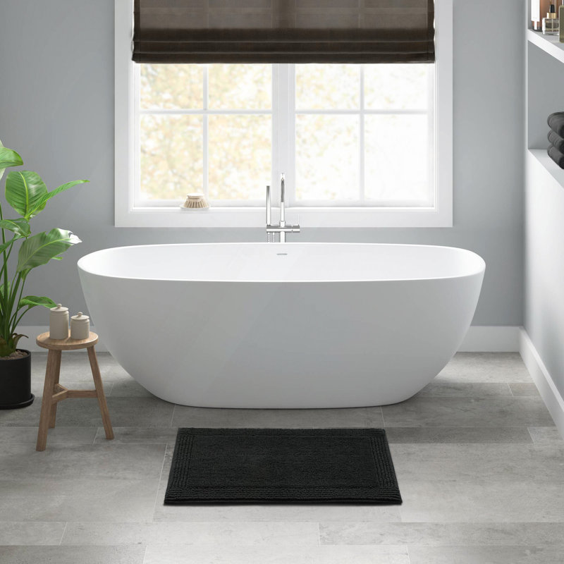 1 tapis de salle de bain réversible 100% coton 3000 g / m² touffeté 3000 g / m², Simple - L 60 po x l 24 po, Noir