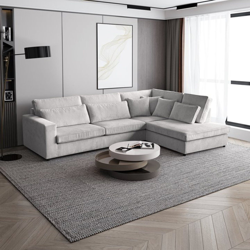 Preslea 6 Seater Sofa & Chaise, Light Beige, Right Hand Facing
