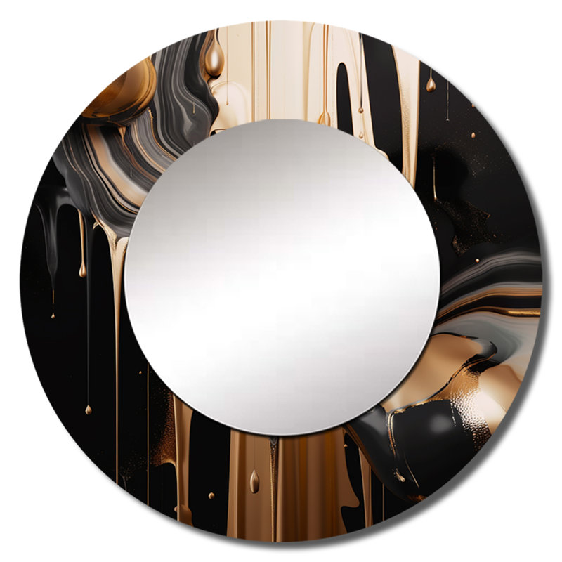 Miroir mural en marbre doré et noir Pontow Euphoria IV de Pontow, 36 po x 36 po