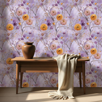 Papier auto-adhésif à peler et coller avec papier peint à motif floral pastel, fleurs et vignes auto-adhésives et amovibles 17,7 po x 118 po (45 x 300 cm)