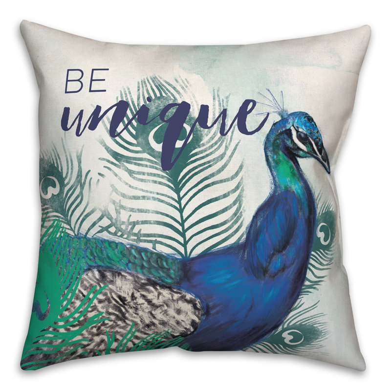 Sketchy Peacock 2 Throw Pillow, 18"H x 18"W
