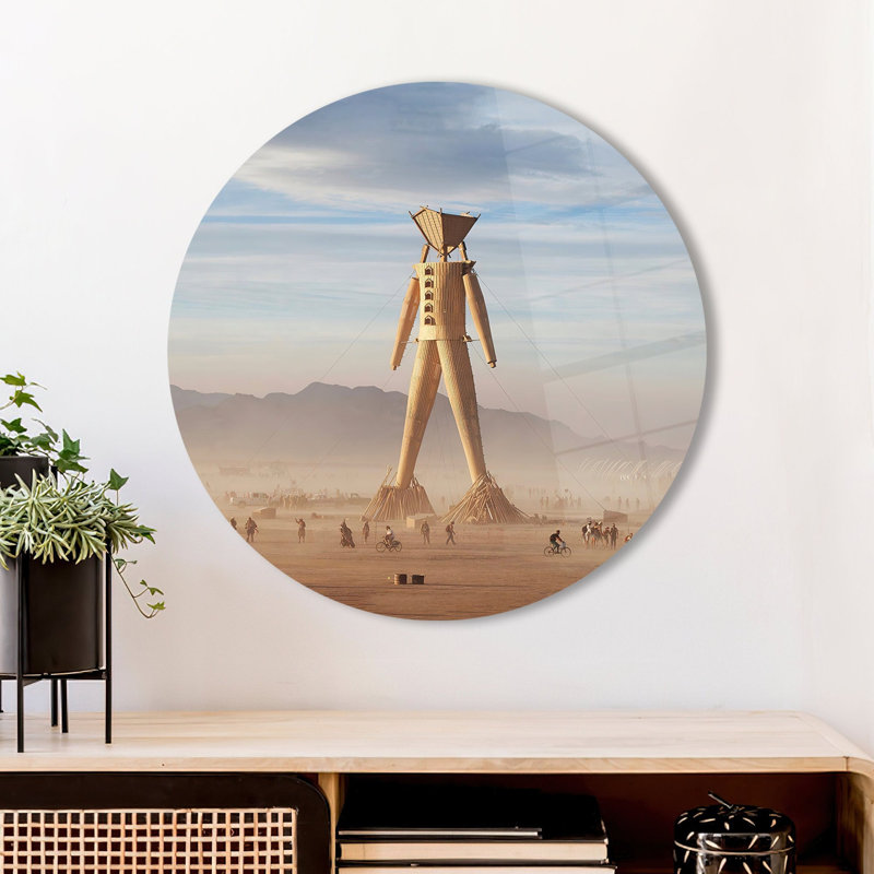 Abstract Glass Mural Art Statue for Wall Decoration Featuring a Burning Man Sculpture Inspired Design Perfect as a Unique Home Decor Element