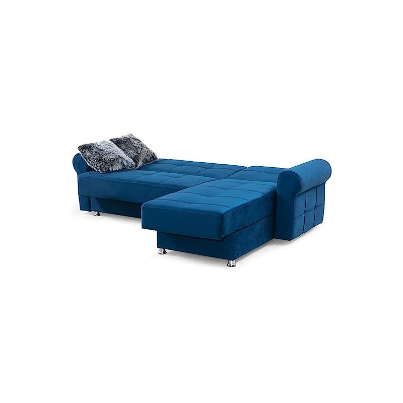 Canapé modulaire réversible Rollo, Mélange de polyester bleu marine