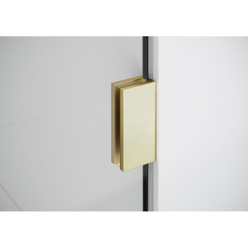 46" W Pivot Frameless Shower Door, Satin Brass
