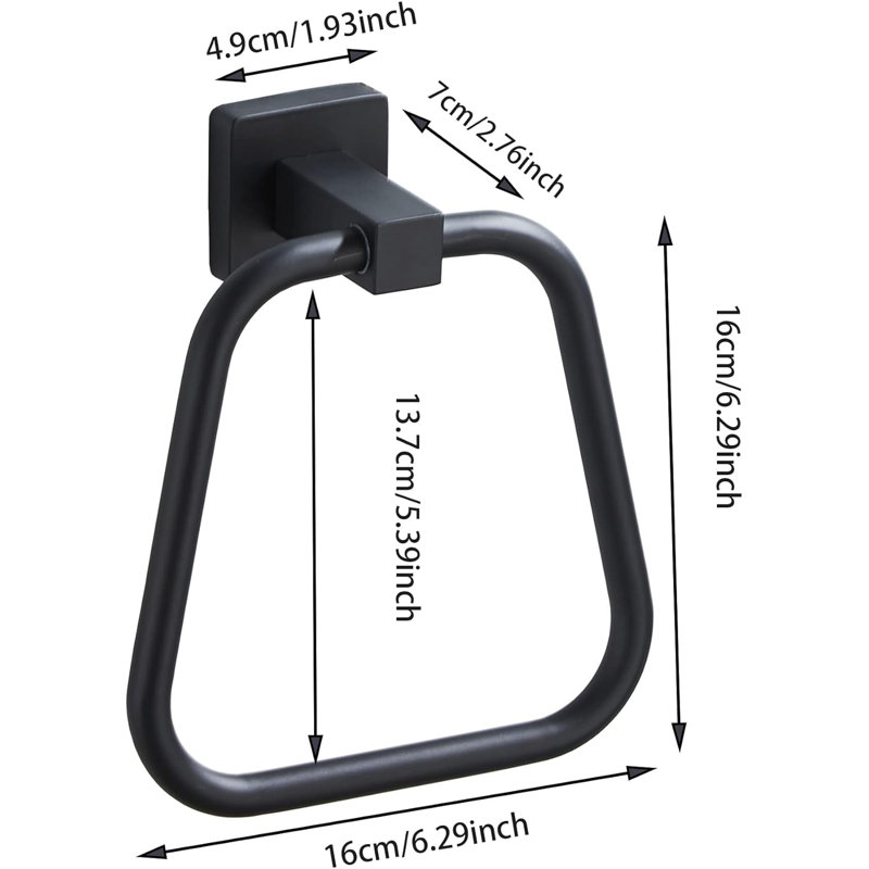 Matte Black Towel Ring for Bathroom