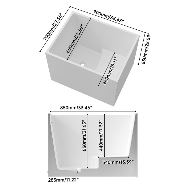 35.43''acrylic Bathtub, Freestanding Soaking Bathtub