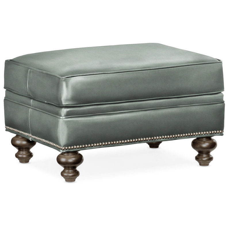 West Ottoman, Nickel, Cobblestone, Anilina Cacao Genuine Leather
