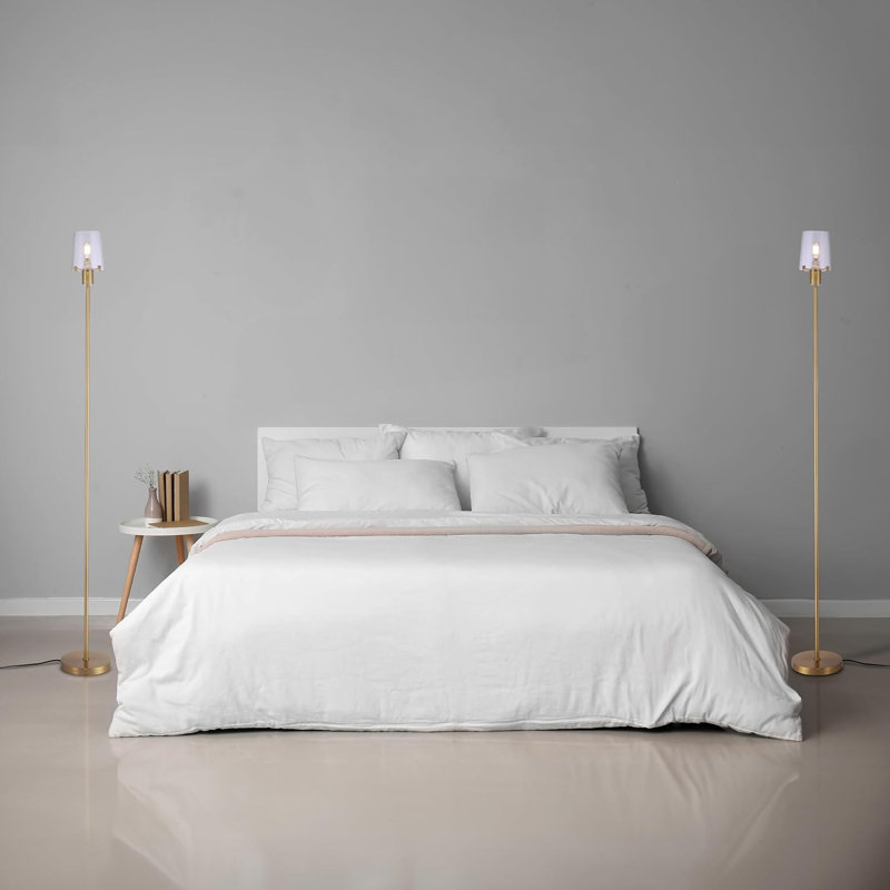Dimmable LED Floor Lamp with Clear Glass Shade, Touch-Controlled Lighting, 66.5-Inch, Perfect for Dinning, Living Room and Bedroom