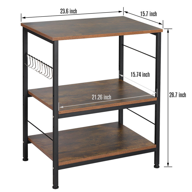 Étagère de boulanger standard en acier 23,6 po avec micro-ondes