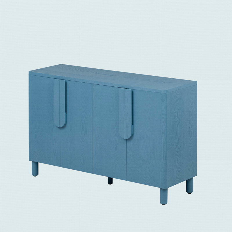 Buffet 4 portes avec rangement, tablettes réglables pour la salle à manger, la cuisine et le salon, Marine