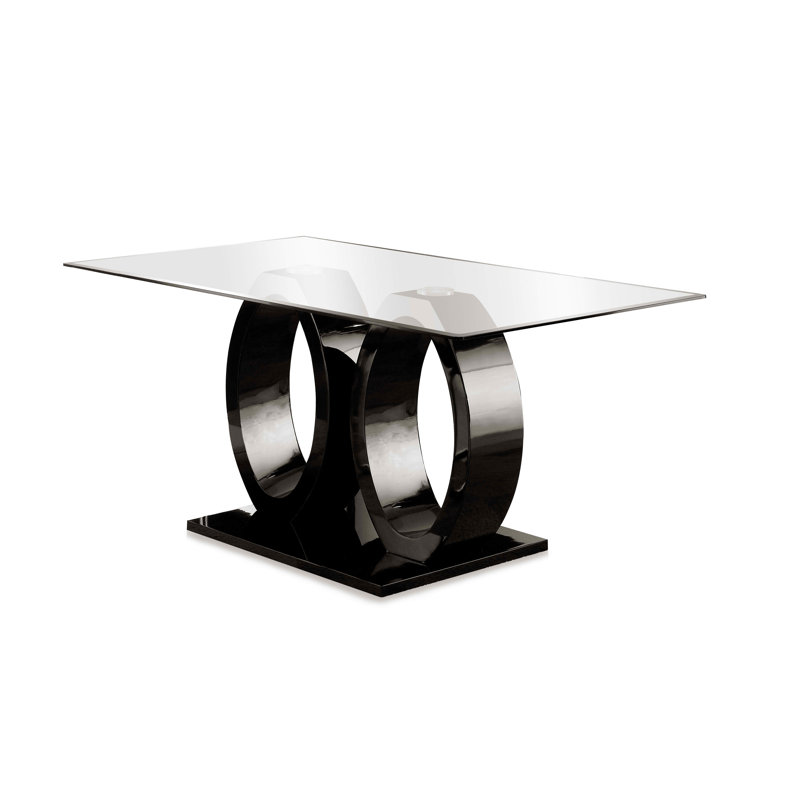 Balwinder Glass Top Dining Table, Black, Black