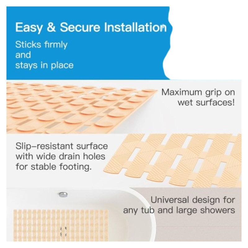 Tapis de bain antidérapant avec ventouses beige