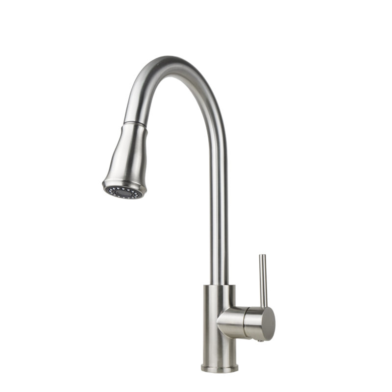 Robinet de cuisine rétractable à poignée simple avec accessoires