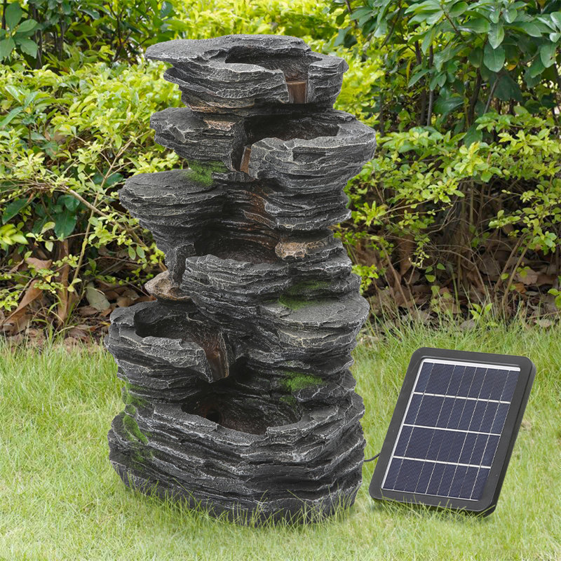 Outdoor Rock Fountain with Lights