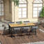 Table de salle à manger d'extérieur 75 pouces avec grain de bois imperméable et structure en aluminium durable pour huit personnes-118020293