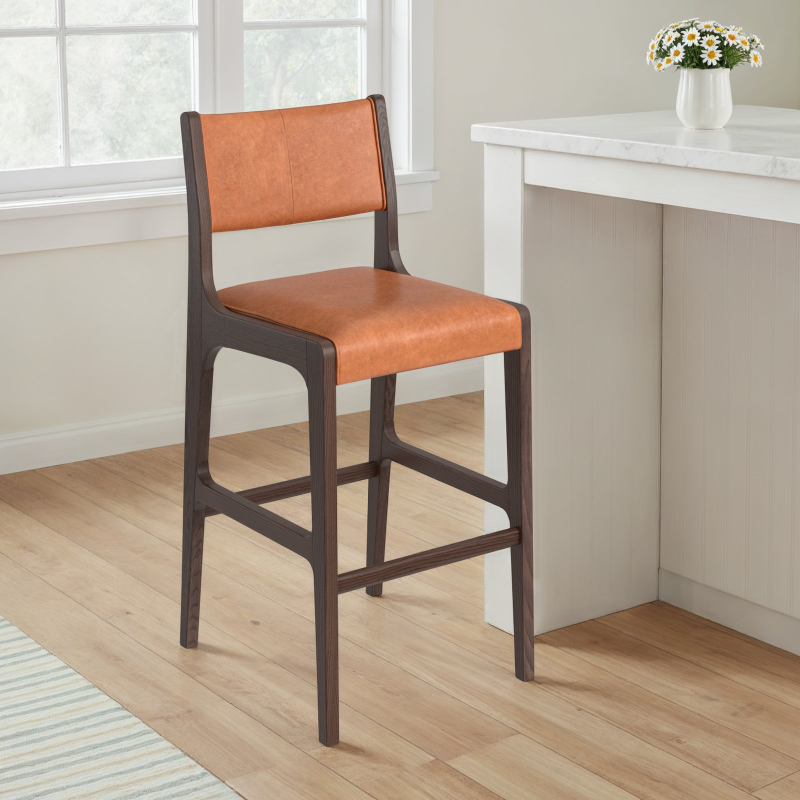 Bruna Leather Stool, Bar Stool (30" Seat Height)