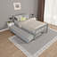Lit gigogne simple avec tête de lit et pied de lit, cadre d'économie d'espace, sans sommier tapissier, gris-2114298784