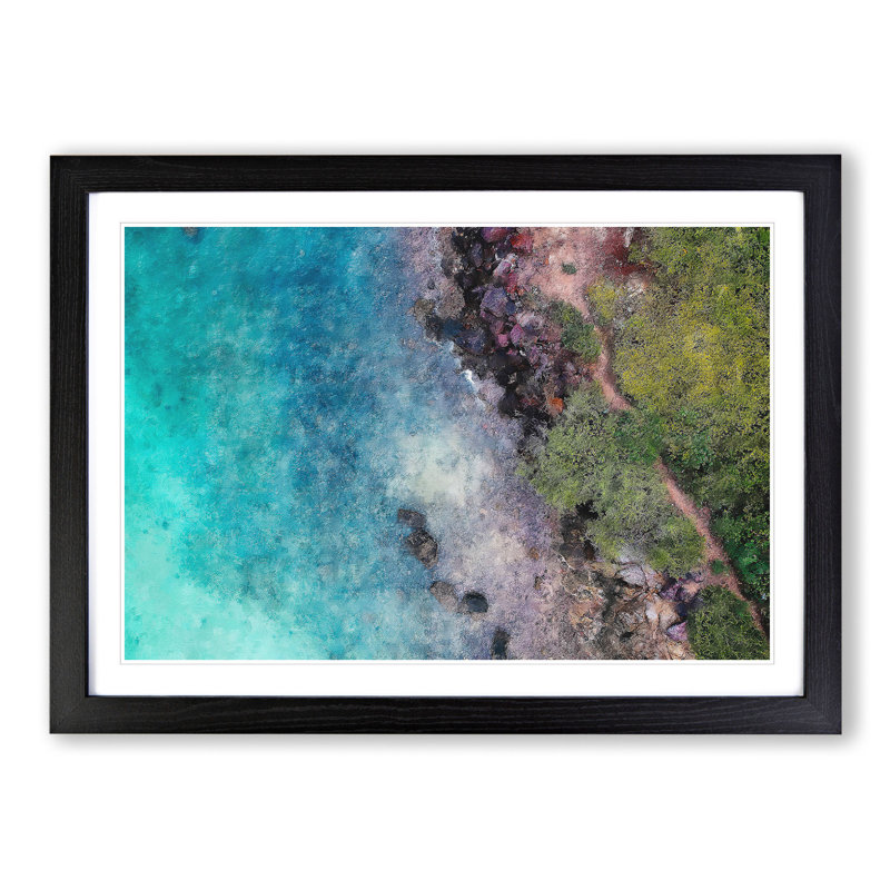 Ko Lan in Thailand - Picture Frame Painting, 48cm H x 65cm W x 2cm D, Black Framed
